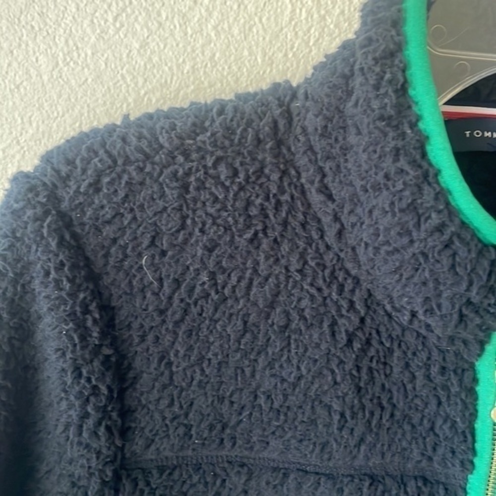 Tommy Hilfiger coat jacket cozy softgirl navy with red and green trim Small - Picture 6 of 11